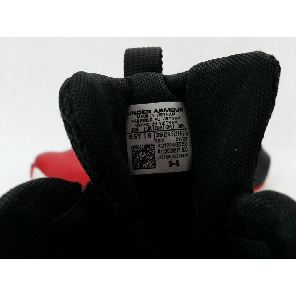 Youth Under Armour Basketball Shoes Red Black Sneakers Art 3025617-600 6.5Y 6.5 - Picture 13 of 13